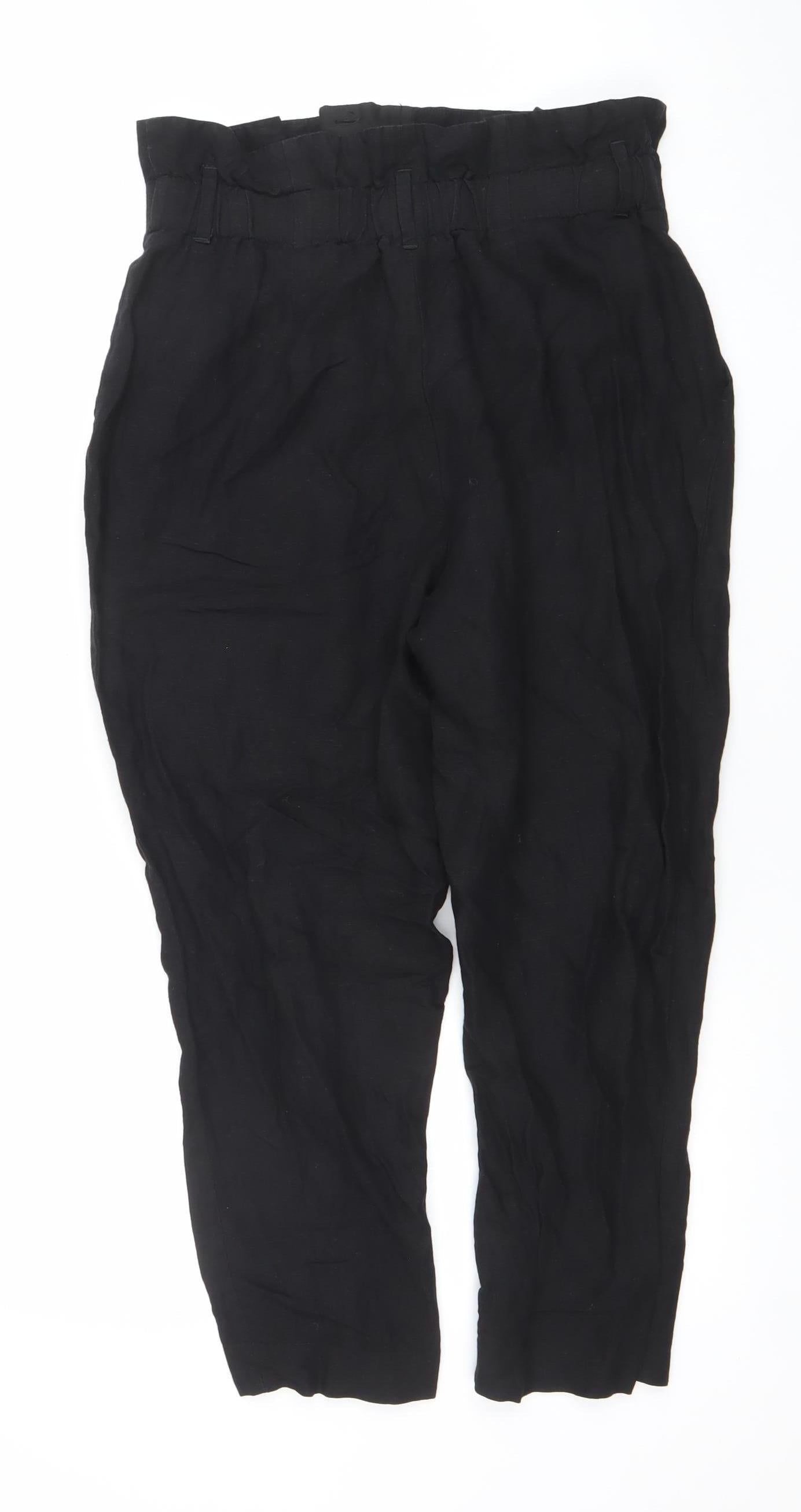 H&M Womens Black Size 10 Tapered Linen Blend Trousers
