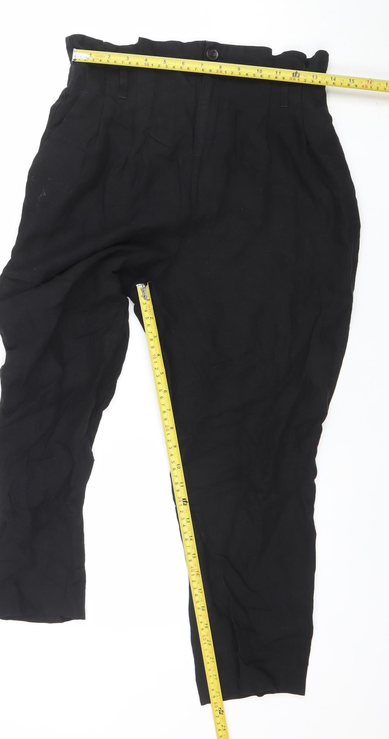 H&M Womens Black Size 10 Tapered Linen Blend Trousers