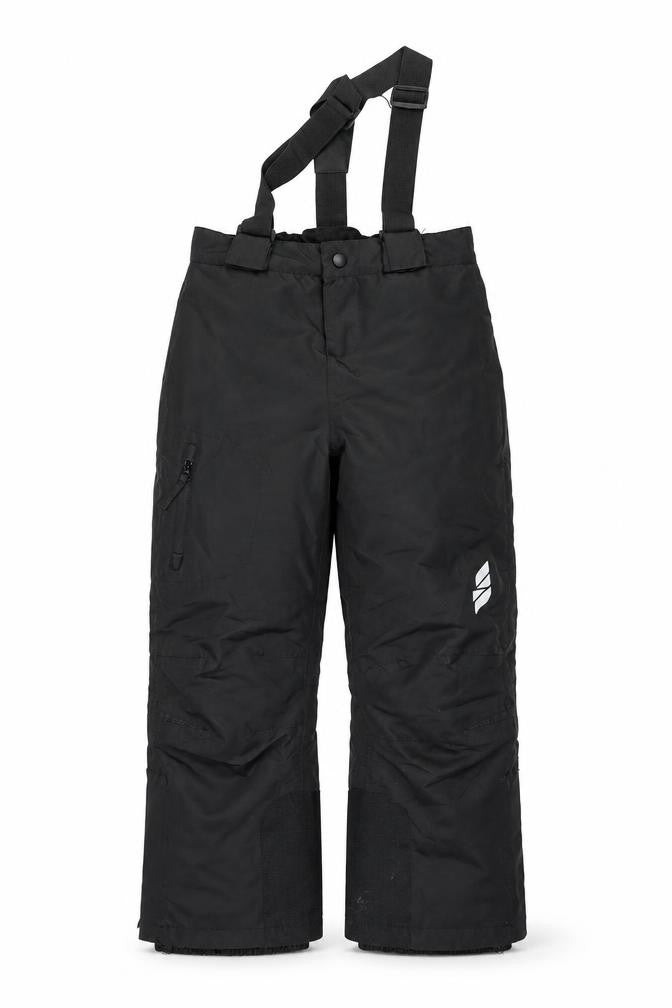 Front view of Crivit boys’ black 7 years snow pants waterproof insulated adjustable