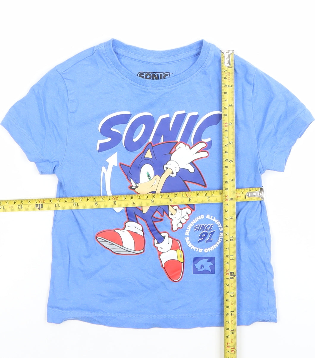 Sonic the Hedgehog Boys Blue Graphic T-Shirt 2-3 Years Short Sleeve Cotton