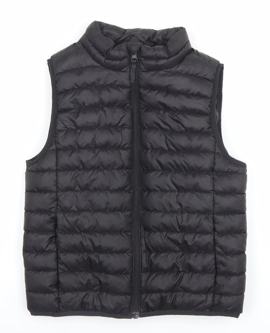 H&M Boys Black Puffer Bodywarmer Gilet 6-8 Years Lightweight Quilted Zip Vest