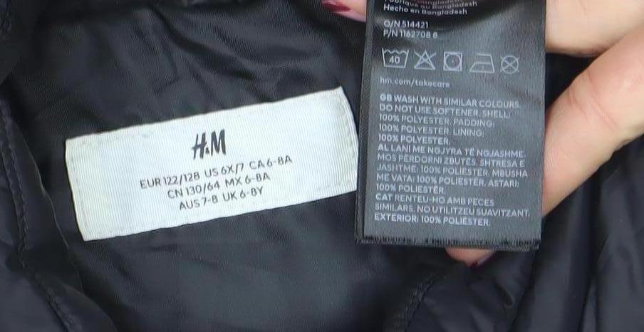 H&M Boys Black Puffer Bodywarmer Gilet 6-8 Years Lightweight Quilted Zip Vest