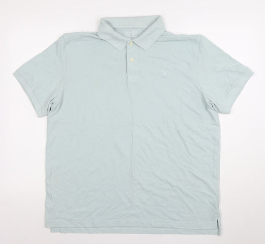 American Eagle Men’s Light Blue Classic Fit Cotton Polo Shirt L