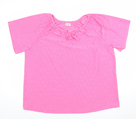 Bassini Women’s Pink Floral Eyelet Tunic Blouse Size 16