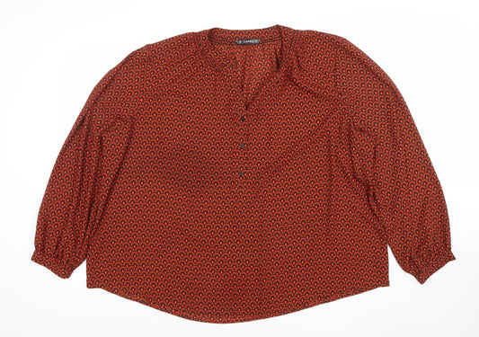 Dunnes Women’s Orange Geometric Long Sleeve Tunic Blouse Size XL