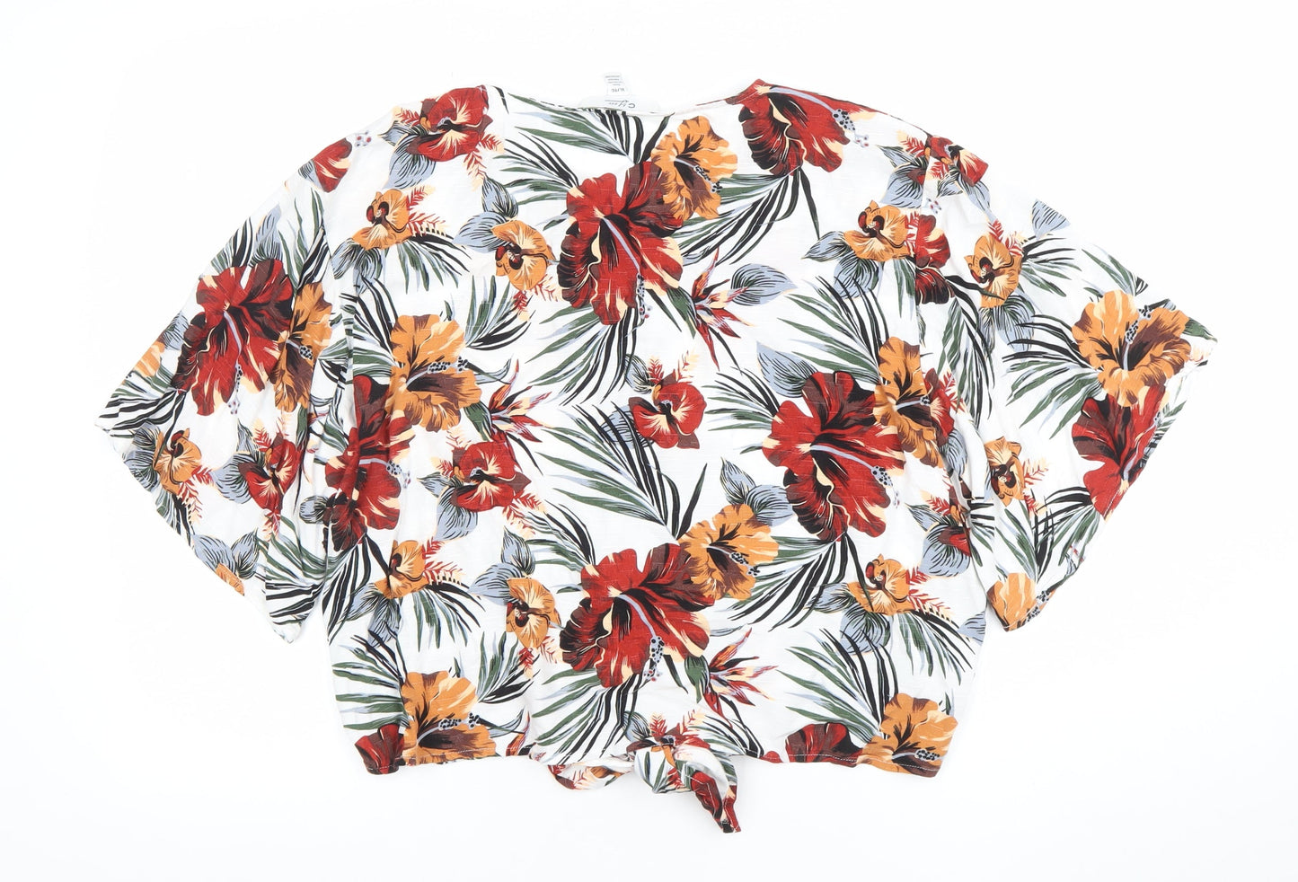 City One Women’s Multicoloured Floral V-Neck Cropped Blouse XL