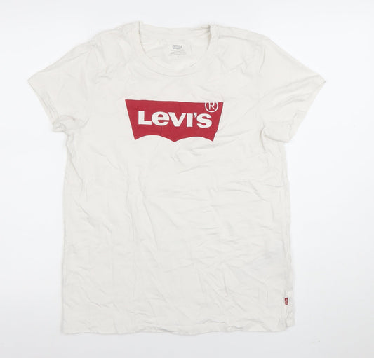 Levi's Men's White Logo Graphic Crew Neck Cotton T-Shirt Size M