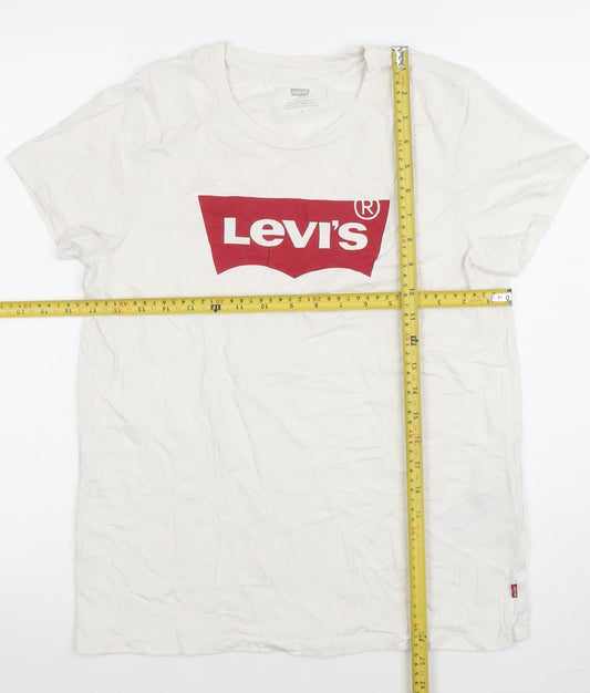 Levi's Men's White Logo Graphic Crew Neck Cotton T-Shirt Size M
