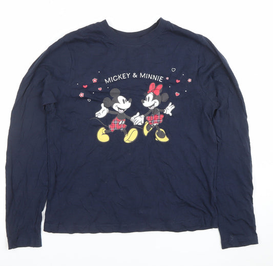 Disney Women’s Blue Long Sleeve Mickey & Minnie Cotton T-Shirt XS