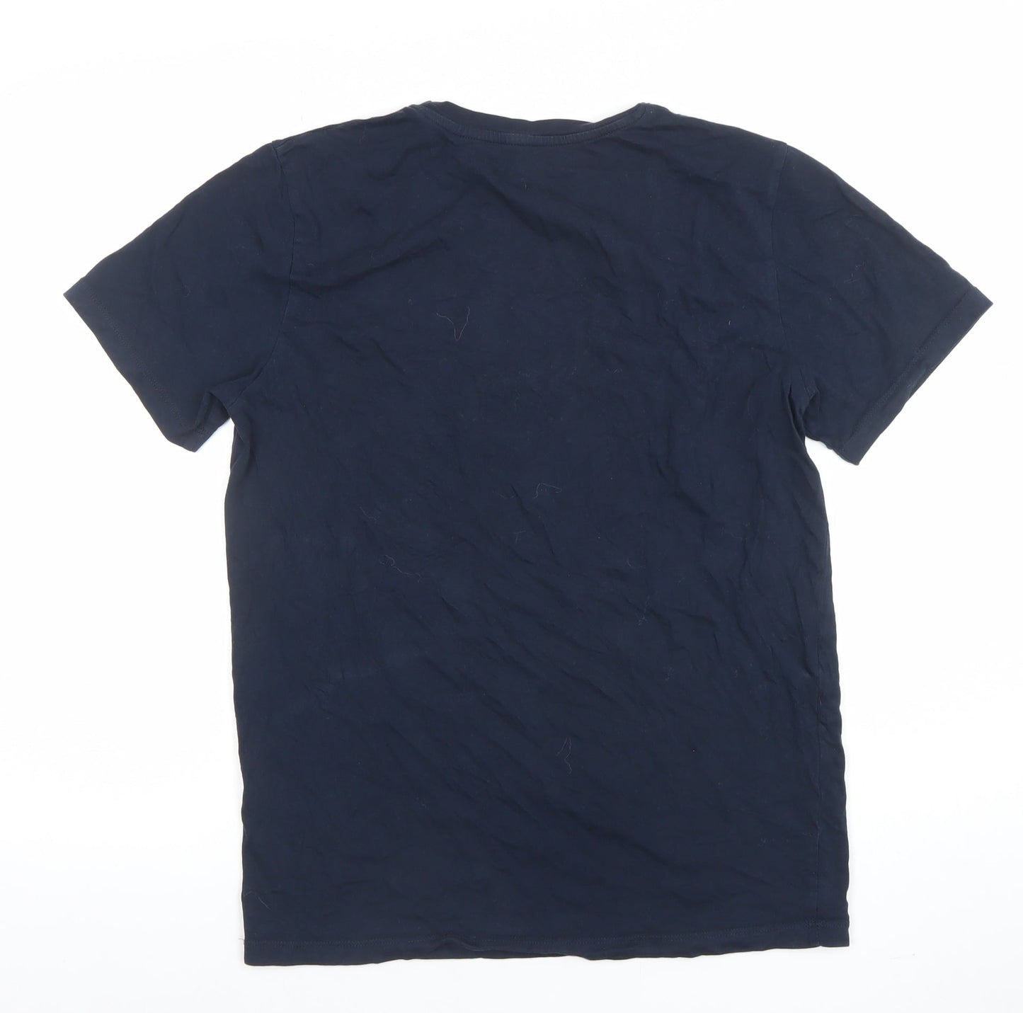 Jack & Jones Men's Blue Graphic Print Crew Neck T-Shirt Size M