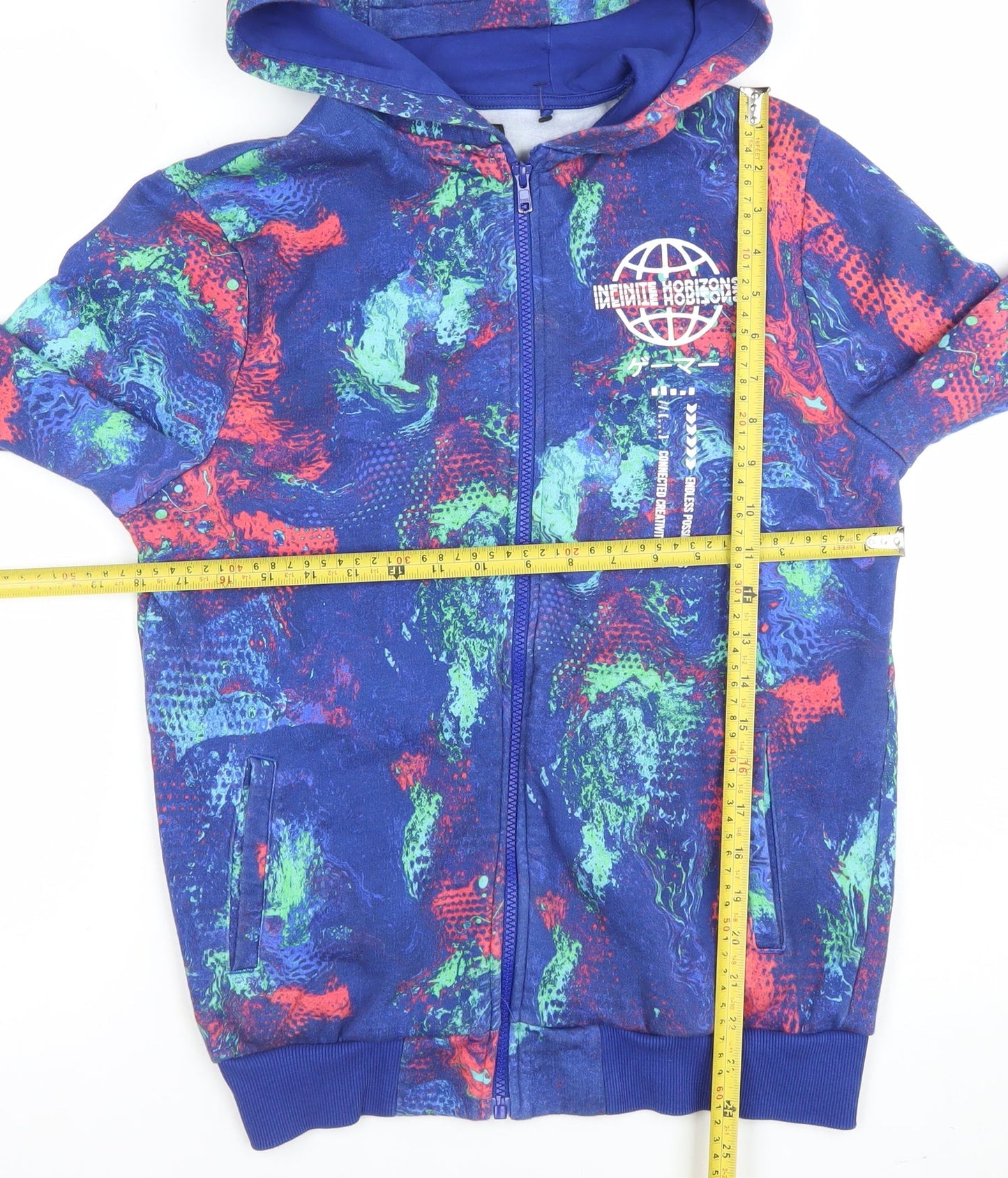 Next Boys Blue Multicoloured Full Zip Hoodie 14 Years Graphic Print