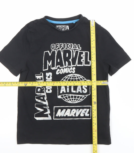 Marvel Boys Black 5-6 Years Short Sleeve Cotton Graphic T-Shirt