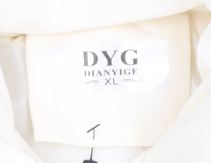 DYG Women Ivory XL Puffer Waistcoat Sleeveless Quilted Zip Gilet