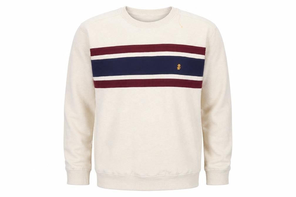 IZOD Men's Beige XL Crew Neck Striped Sweatshirt Classic Pullover