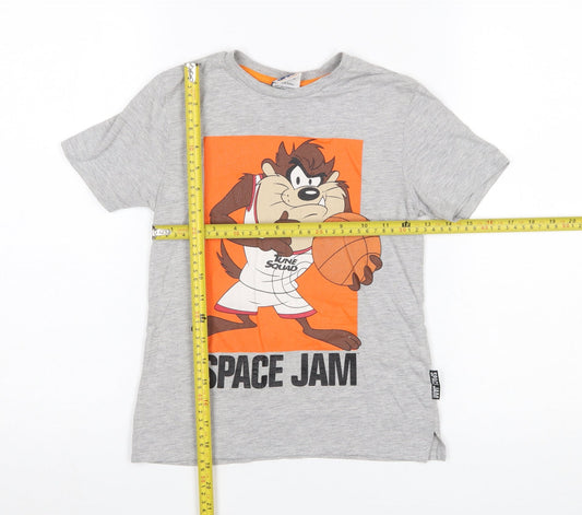 Primark Boys Grey Space Jam T-Shirt 6-7 Years Short Sleeve Tune Squad Tee