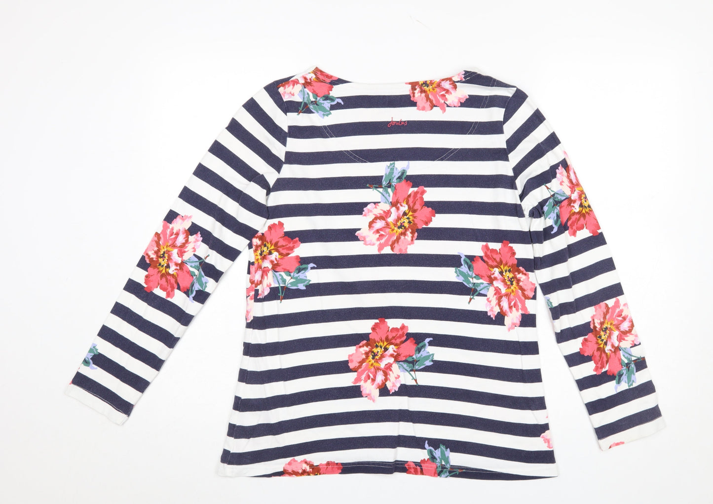 Joules Womens Multicoloured Floral Striped Long Sleeve Cotton T-Shirt Size 14