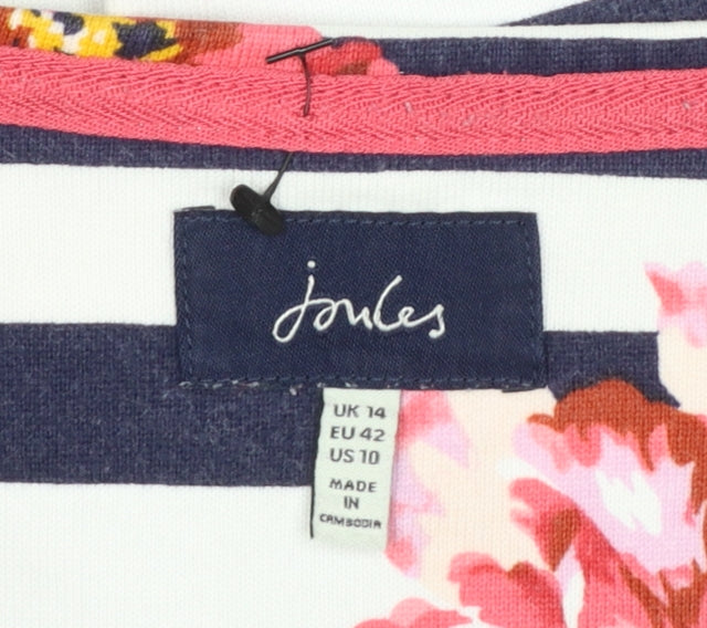 Joules Womens Multicoloured Floral Striped Long Sleeve Cotton T-Shirt Size 14