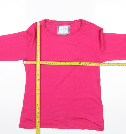 Bare Denim Women Pink Long Sleeve Basic Cotton T-Shirt 2XL