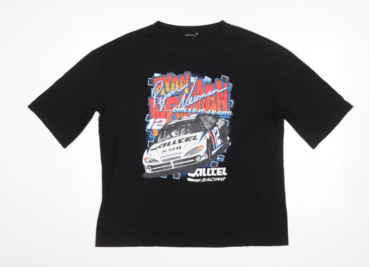 SHEIN Womens Black Racing Graphic T-Shirt Size 10 Short Sleeve