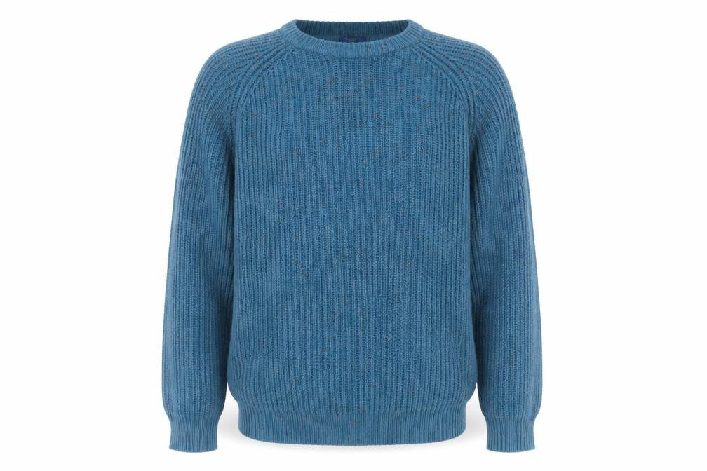 Cotton Traders Men's Blue Chunky Knit Crew Neck Pullover Jumper Size M