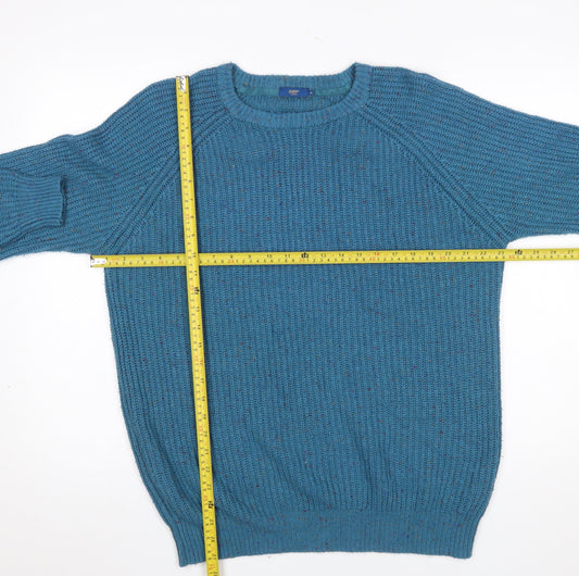 Cotton Traders Men's Blue Chunky Knit Crew Neck Pullover Jumper Size M