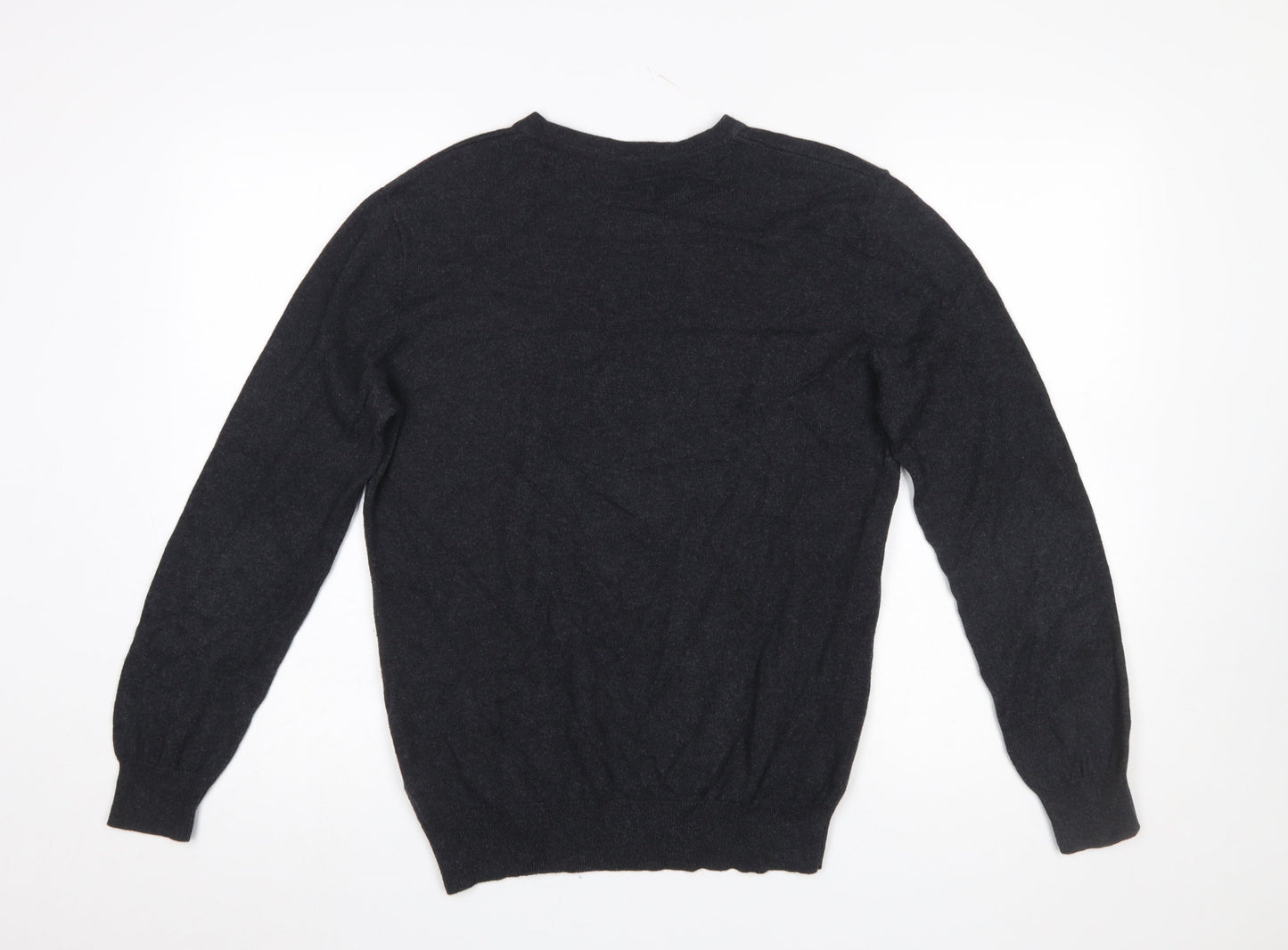 Jeff Banks Mens Black Cotton Cashmere V-Neck Jumper Size S Classic Fit