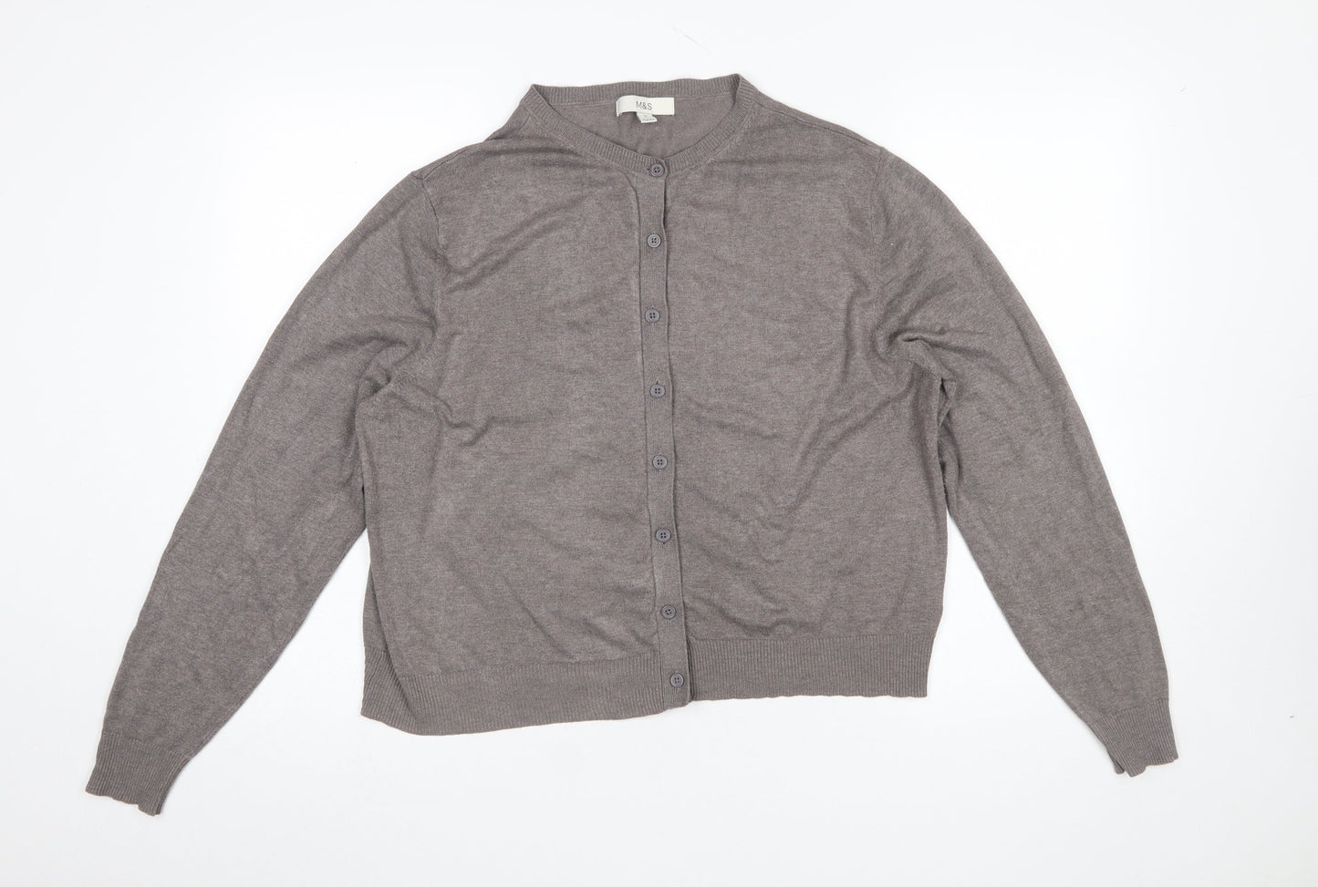 Marks and Spencer Women Brown Size 18 Button-Up Cardigan