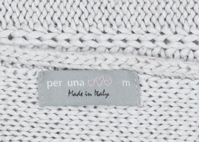 Marks and Spencer Per Una Women’s Grey Cotton V-Neck Knit Jumper M