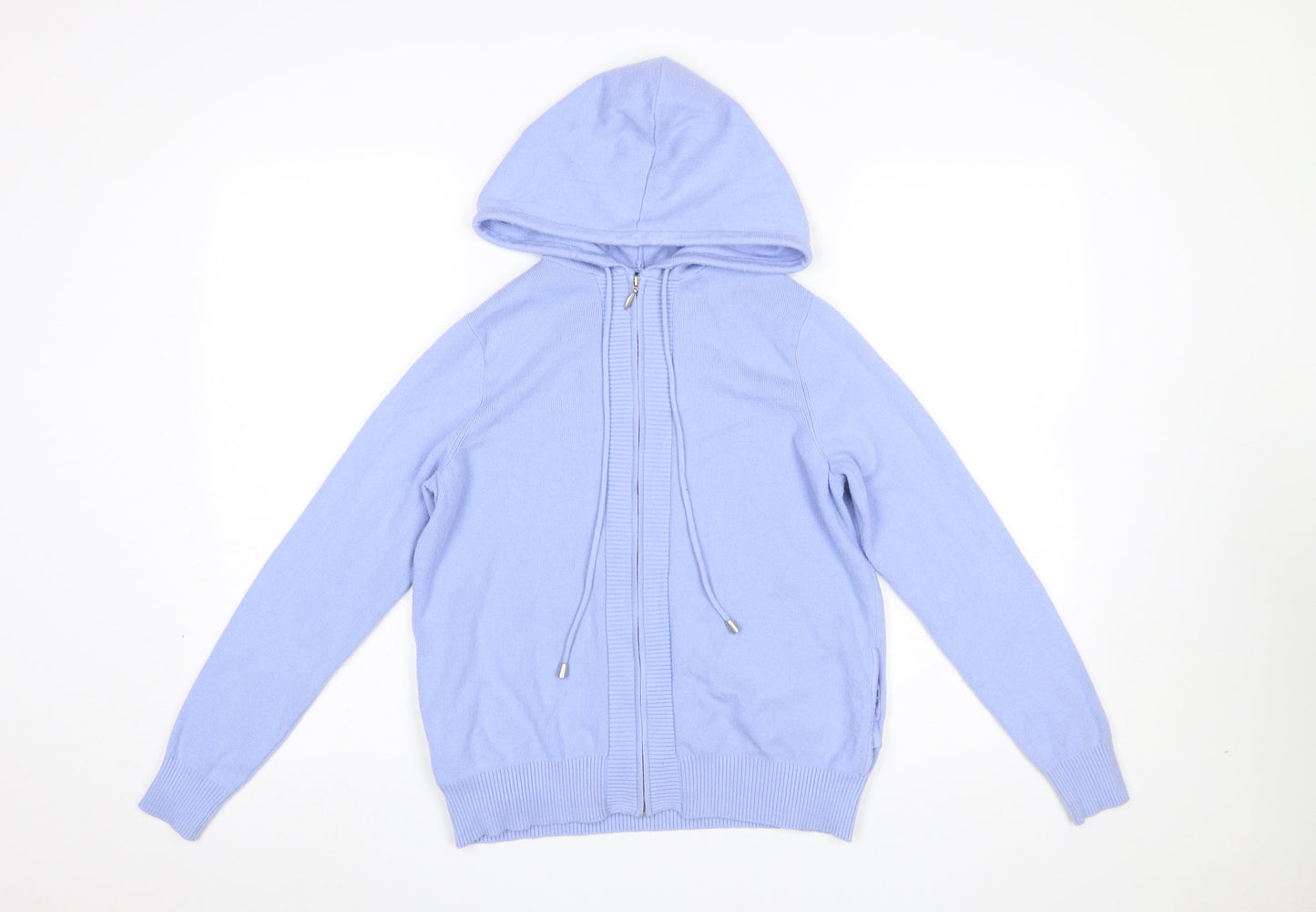 Marks & Spencer Women Blue Hooded Full Zip Knit Jumper Size S