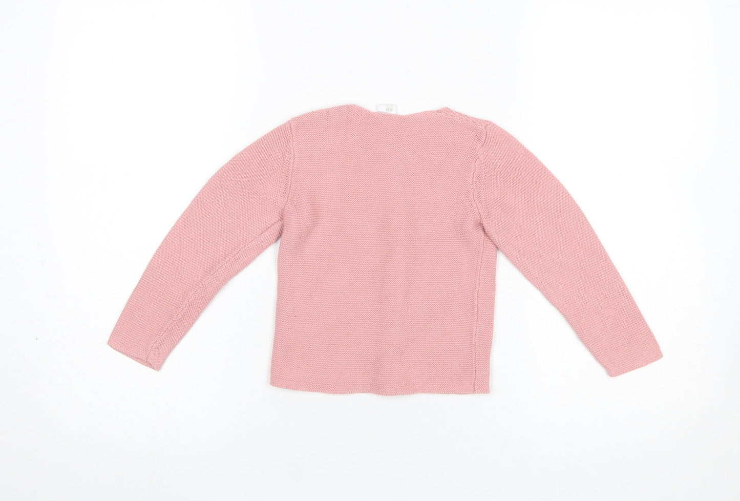 H&M Girls Pink Cotton Knit Cardigan 2-3 Years Long Sleeve Button Front