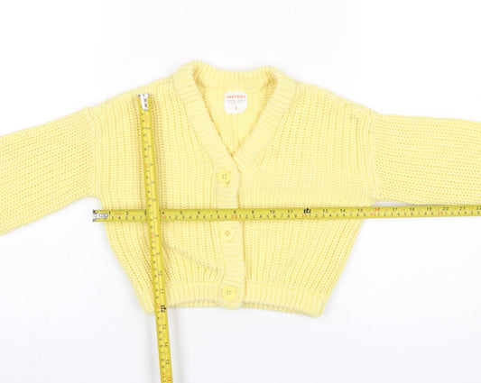 John Lewis Anyday Girls Yellow Cotton Acrylic Button Cardigan Age 6