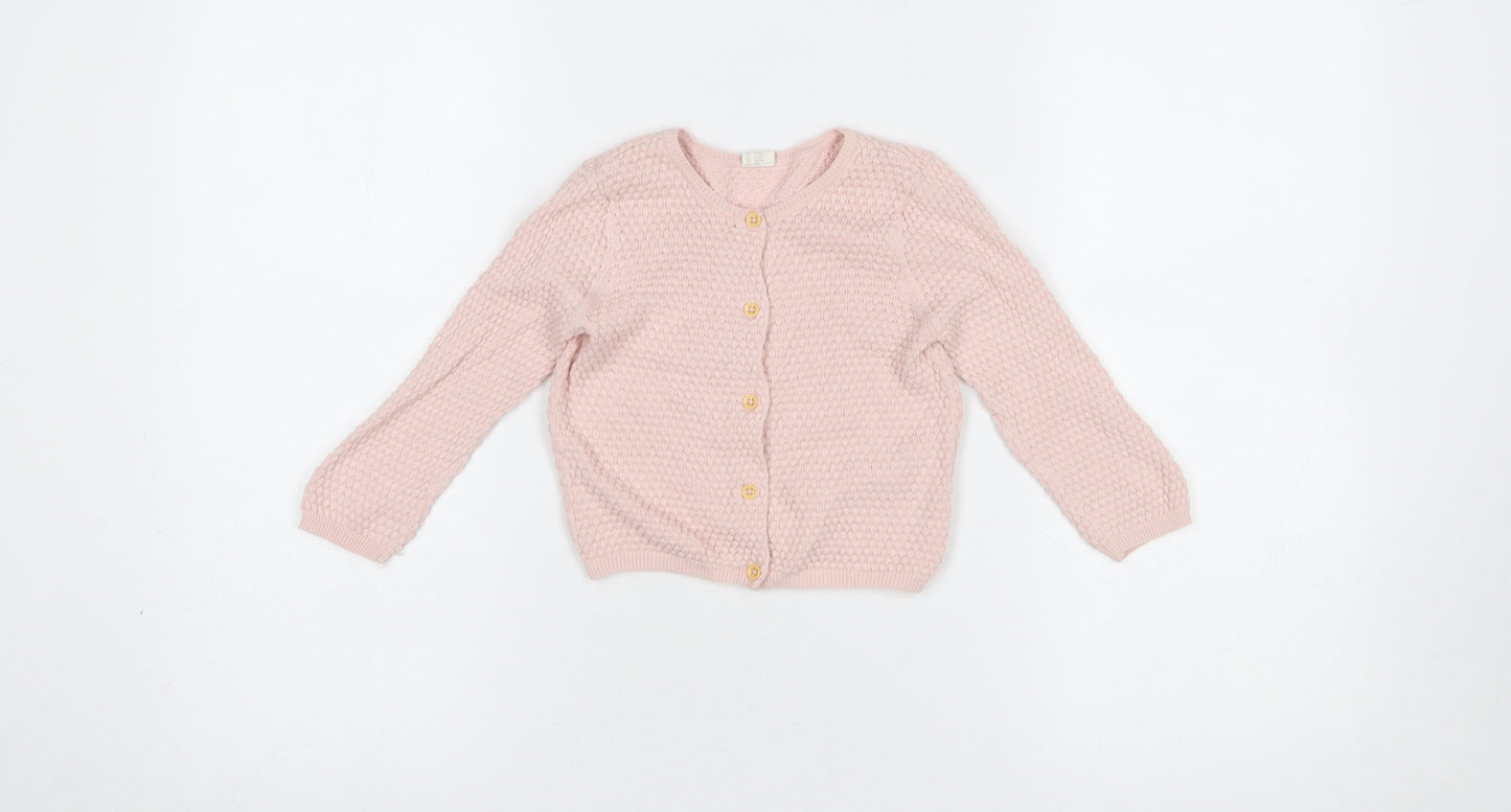 H&M Pink Knit Cardigan 9-12 Months Unisex Baby Lightweight Jumper