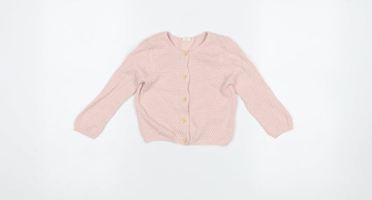 H&M Pink Knit Cardigan 9-12 Months Unisex Baby Lightweight Jumper