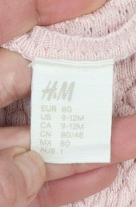 H&M Pink Knit Cardigan 9-12 Months Unisex Baby Lightweight Jumper