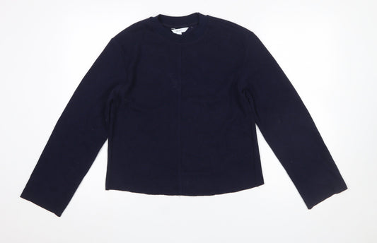 Next Women Blue Cotton Blend Crew Neck Jumper Size S