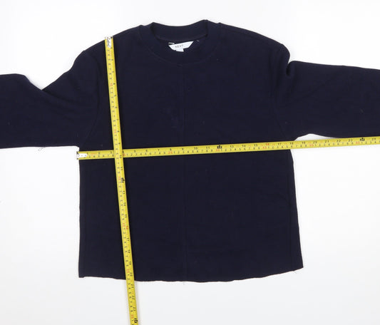 Next Women Blue Cotton Blend Crew Neck Jumper Size S