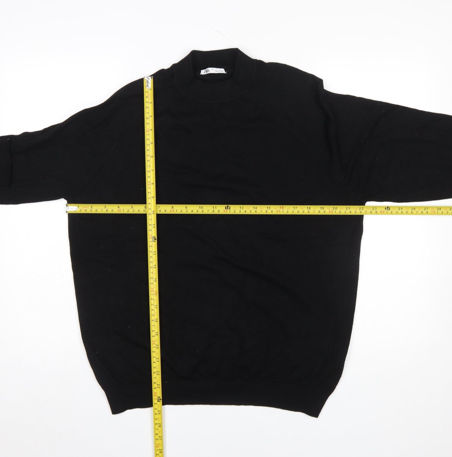 ZARA Womens Black Mock Neck Pullover Knit Jumper Size L
