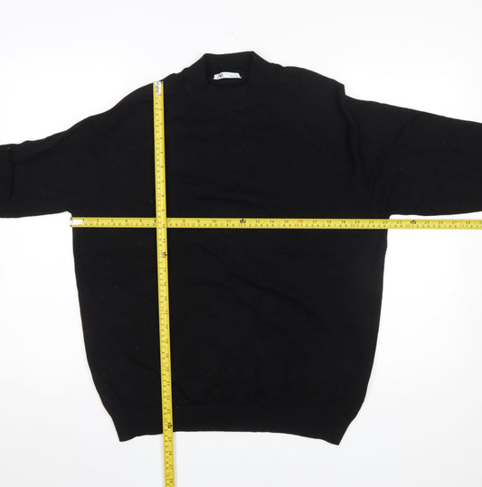 ZARA Womens Black Mock Neck Pullover Knit Jumper Size L