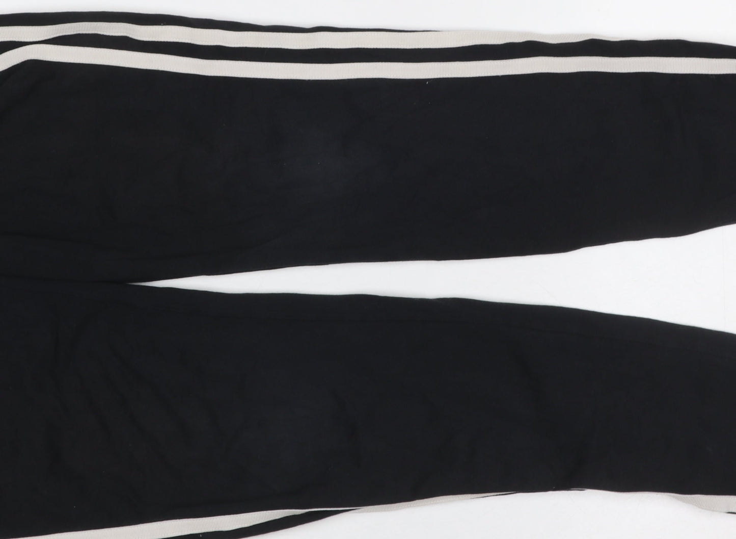 Adidas Girls Black Ankle Leggings 11-12 Years Cotton Stretch Side Stripe