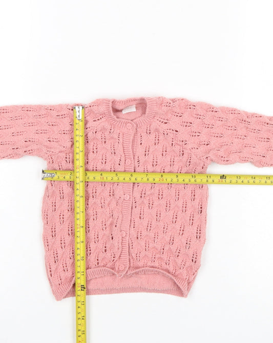 H&M Girls Pink Button Knit Cardigan 12-18 Months Polyester Blend