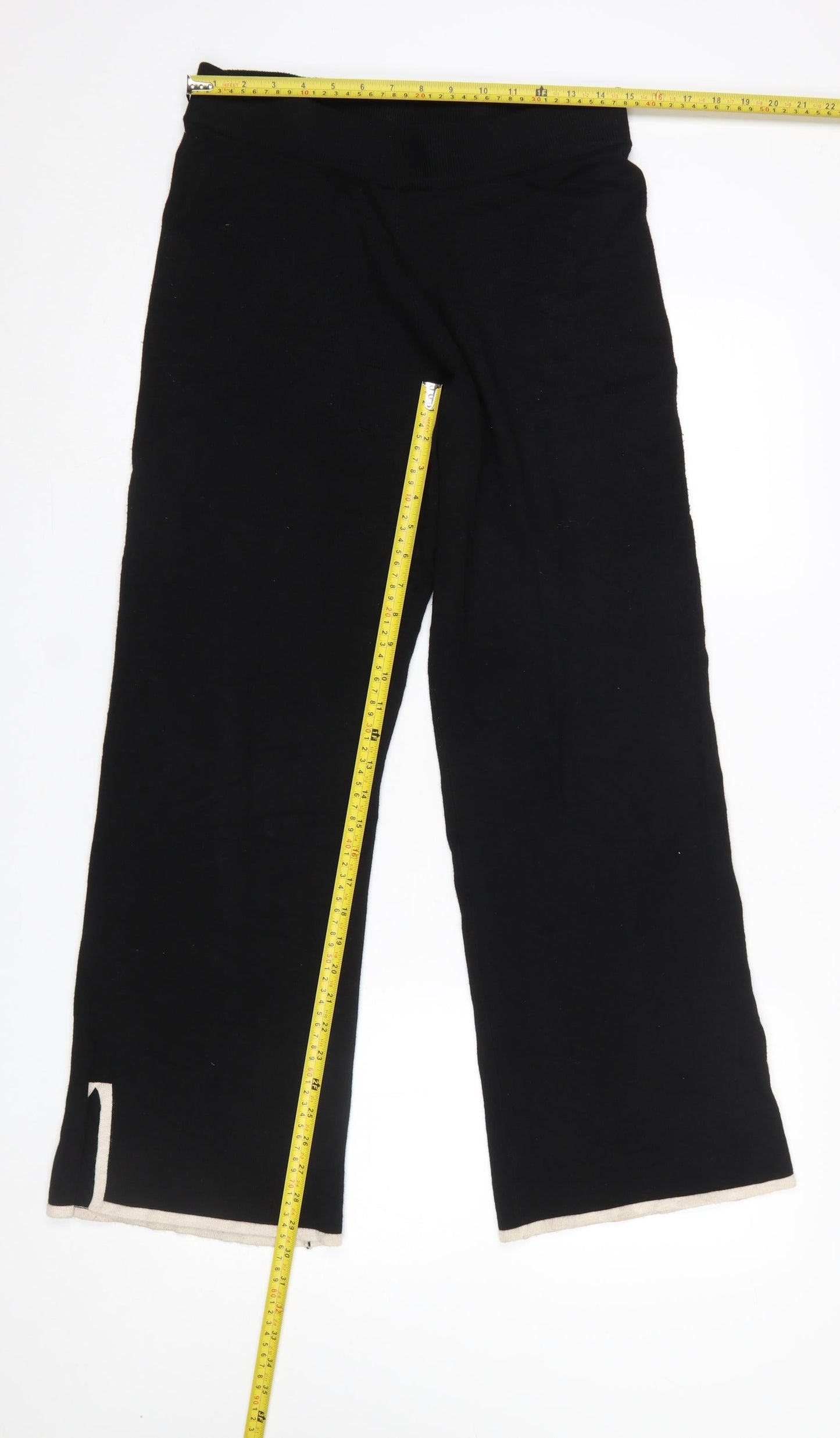 Dunnes Stores Womens Black Knit Straight Leg Trousers Size 14