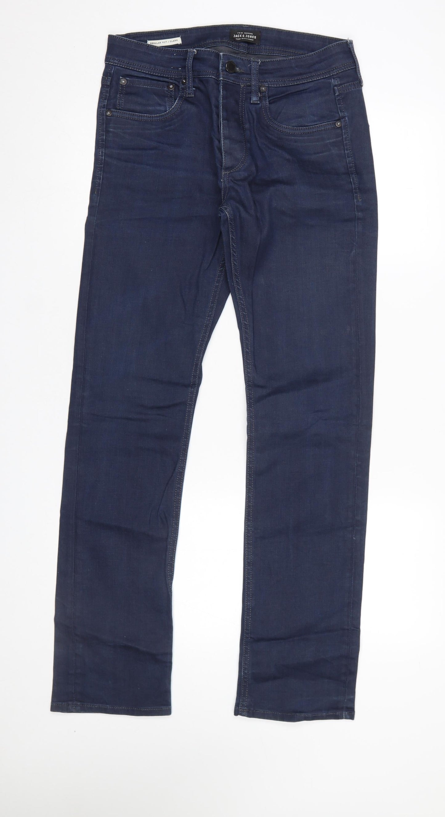 Jack & Jones Men's Blue Straight Fit Jeans 30W 32L Regular Denim
