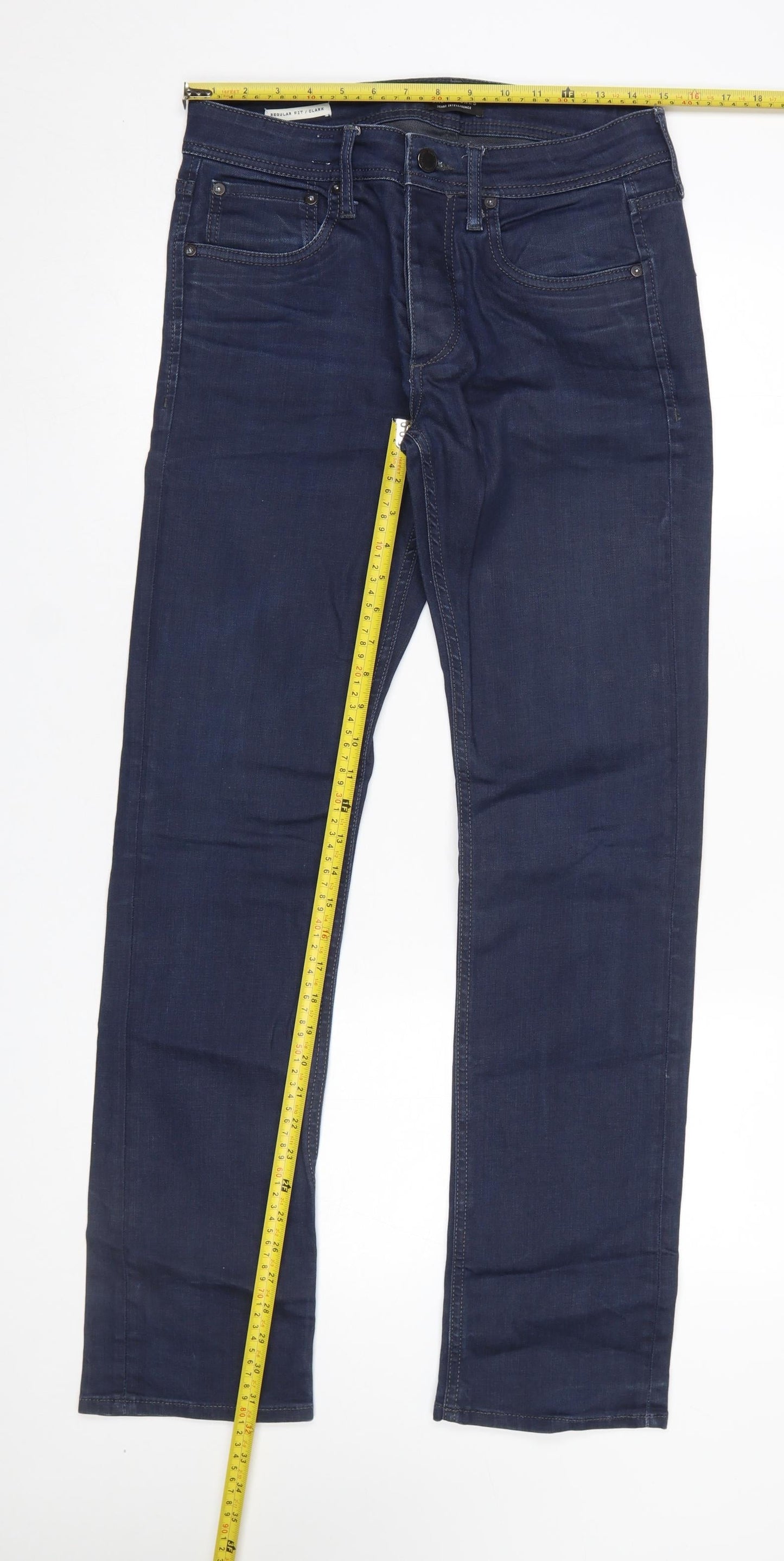 Jack & Jones Men's Blue Straight Fit Jeans 30W 32L Regular Denim