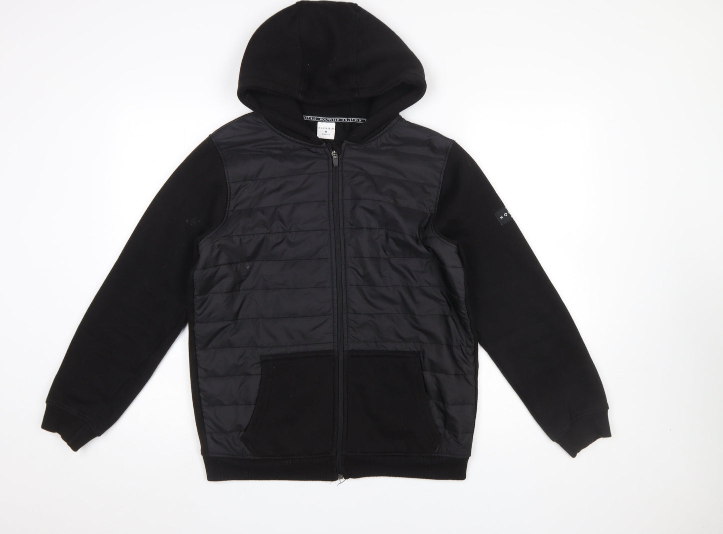 Holyfield Boys Black Hooded Puffer Jacket 12-14 Years Full Zip Quilted