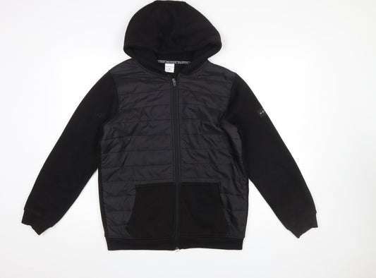 Holyfield Boys Black Hooded Puffer Jacket 12-14 Years Full Zip Quilted