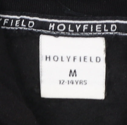 Holyfield Boys Black Hooded Puffer Jacket 12-14 Years Full Zip Quilted