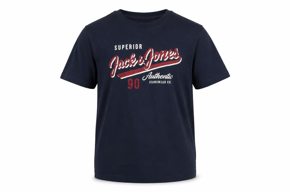 Jack & Jones Boys Blue Graphic Logo Crew Neck Cotton T-Shirt 12 Years