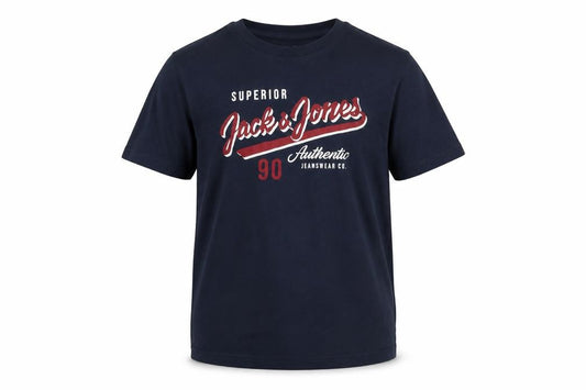 Jack & Jones Boys Blue Graphic Logo Crew Neck Cotton T-Shirt 12 Years