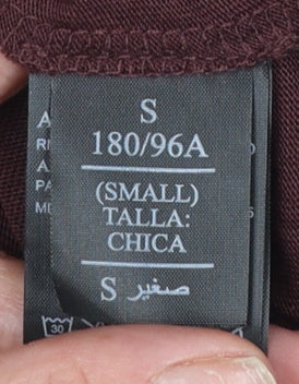 AllSaints Men's Burgundy Roll Neck Long Sleeve T-Shirt Size S