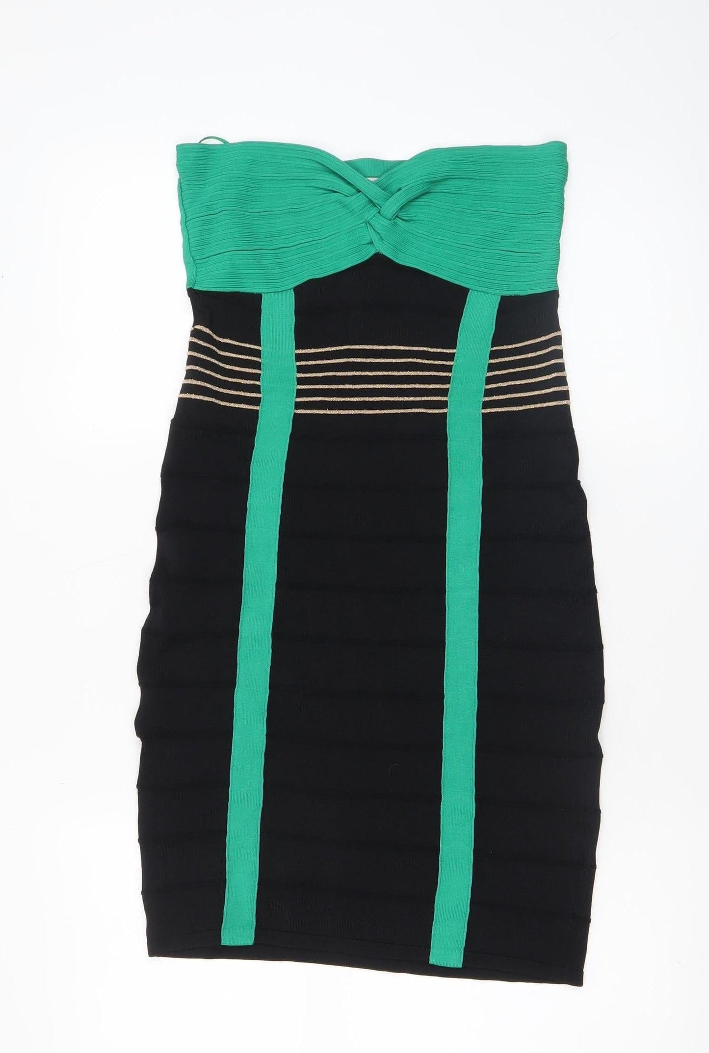 SuiteBlanco Women's Black & Green Strapless Bodycon Dress Size M